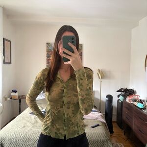 Motel Rocks Olive Floral Button Down Shirt